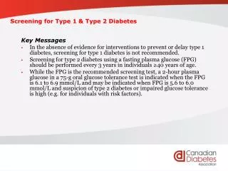 Screening for Type 1 &amp; Type 2 Diabetes