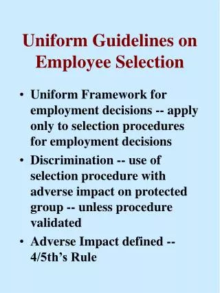 Uniform Guidelines on Employee Selection