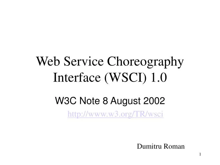 web service choreography interface wsci 1 0
