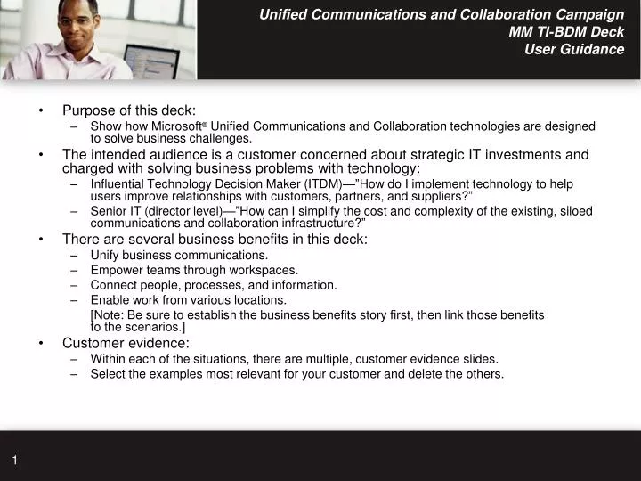 unified communications and collaboration campaign mm ti bdm deck user guidance