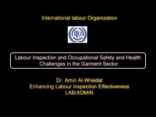 International labour Organization Dr. Amin Al-Wreidat Enhancing Labour Inspection Effectiveness LAB/ADMIN