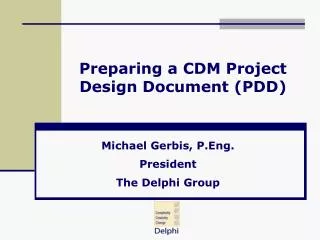 Preparing a CDM Project Design Document (PDD)