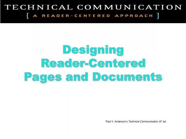 designing reader centered pages and documents