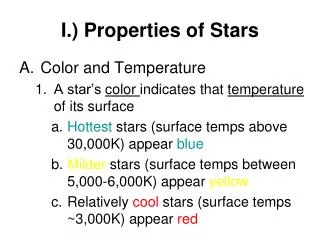 I.) Properties of Stars