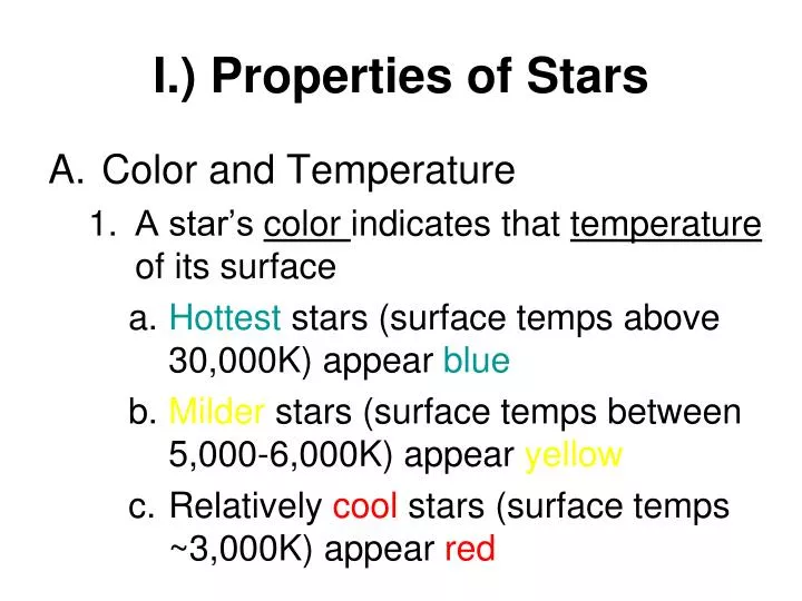 i properties of stars