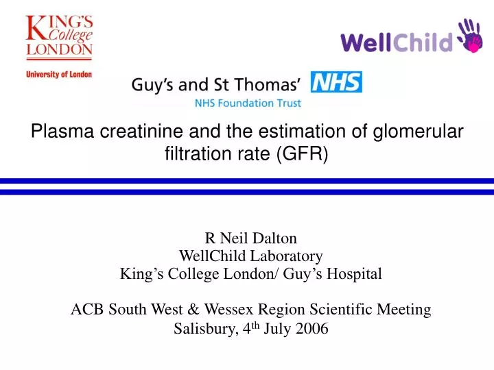 plasma creatinine and the estimation of glomerular filtration rate gfr