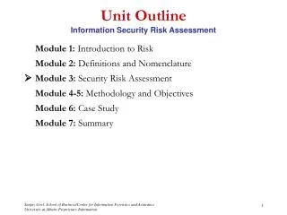 Unit Outline Information Security Risk Assessment