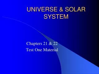 UNIVERSE &amp; SOLAR SYSTEM