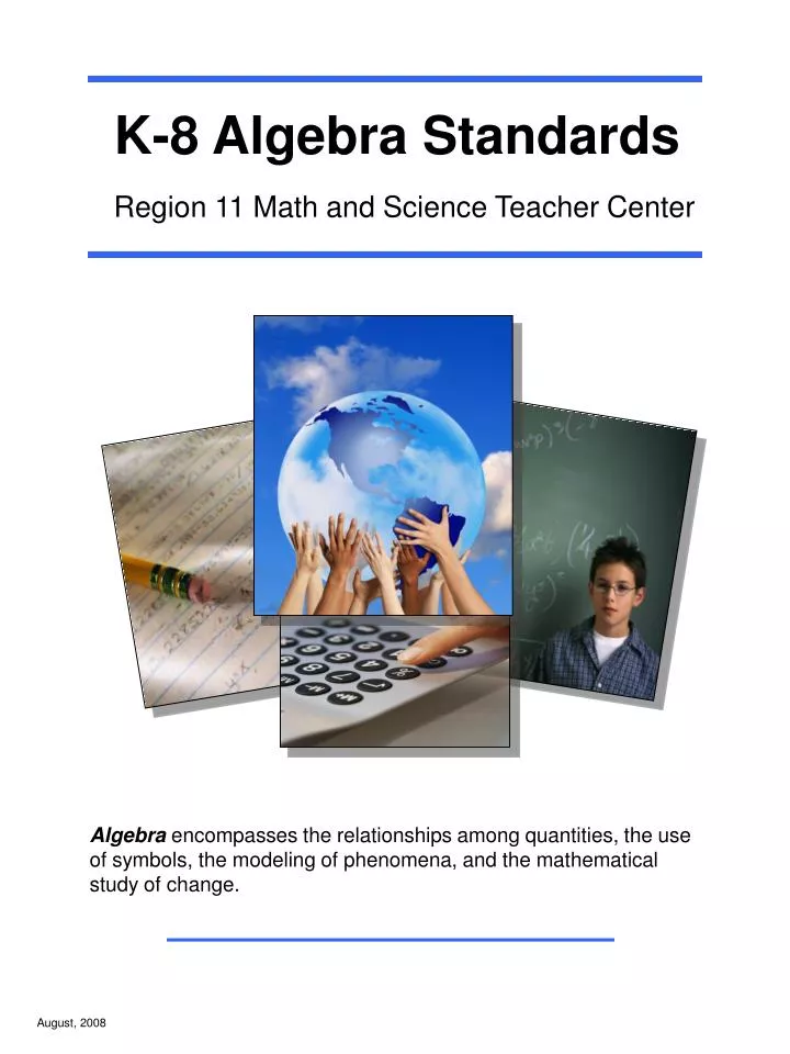 k 8 algebra standards region 11 math and science teacher center