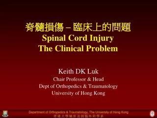spinal cord injury the clinical problem