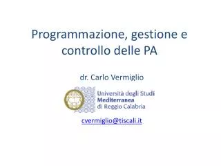 Programmazione, gestione e controllo delle PA