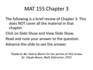 MAT 155 Chapter 3