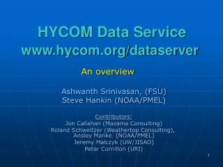 HYCOM Data Service www.hycom.org/dataserver