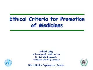 Ethical Criteria for Promotion of Medicines