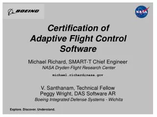 Certification of Adaptive Flight Control Software