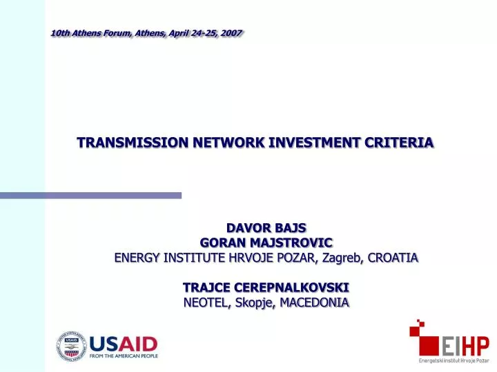 transmission network investment criteria