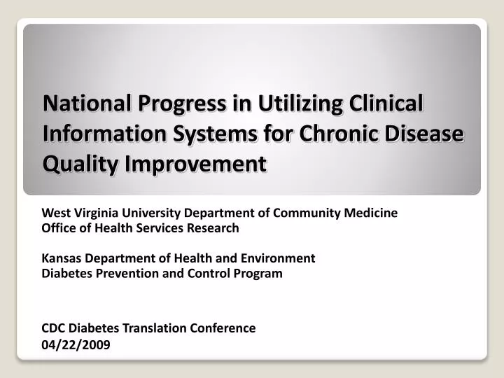 national progress in utilizing clinical information systems for chronic disease quality improvement