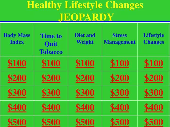 healthy lifestyle changes jeopardy