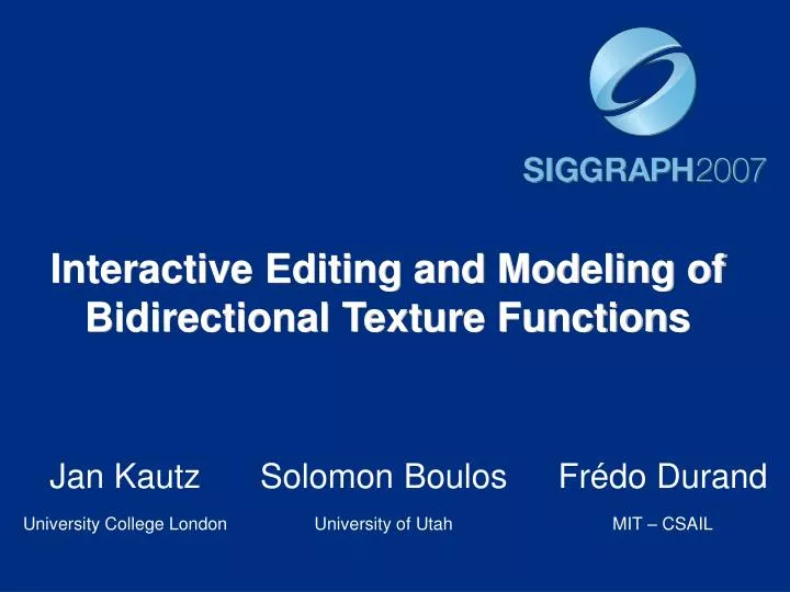interactive editing and modeling of bidirectional texture functions