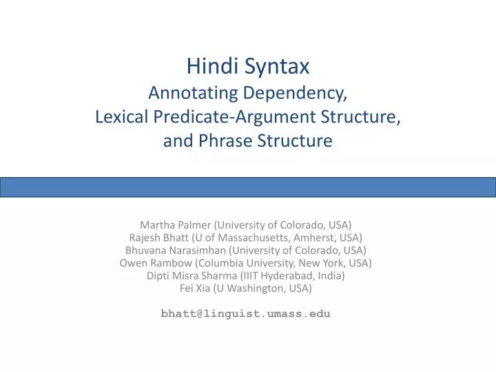 hindi syntax annotating dependency lexical predicate argument structure and phrase structure