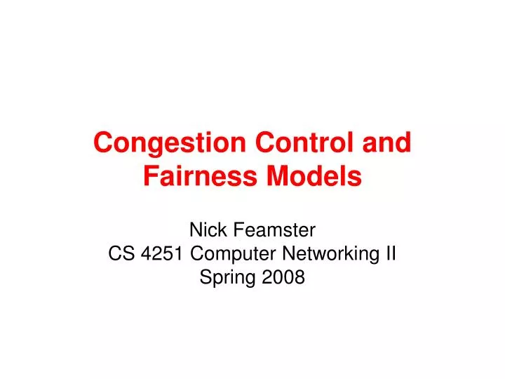 congestion control and fairness models