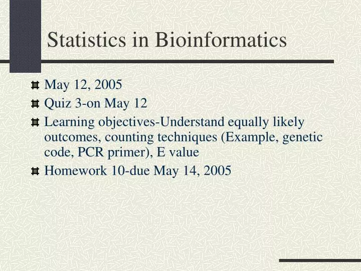 statistics in bioinformatics