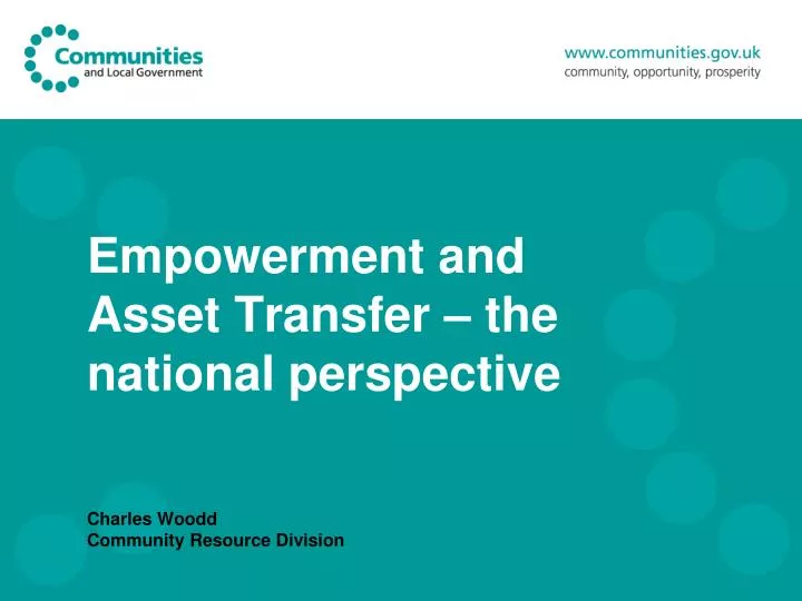 empowerment and asset transfer the national perspective