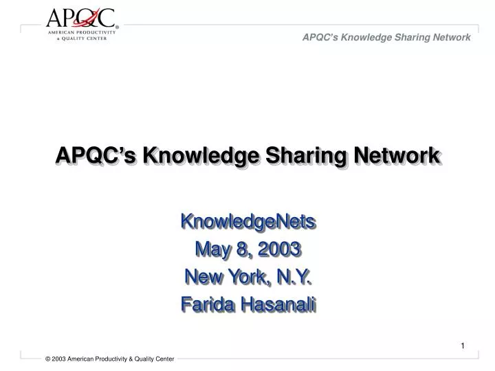 apqc s knowledge sharing network
