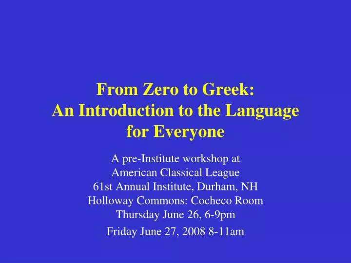 from zero to greek an introduction to the language for everyone