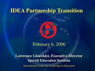 IDEA Partnership Transition