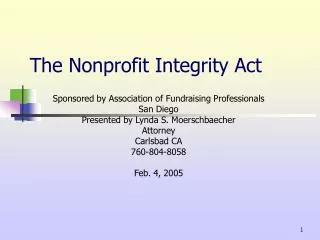 The Nonprofit Integrity Act