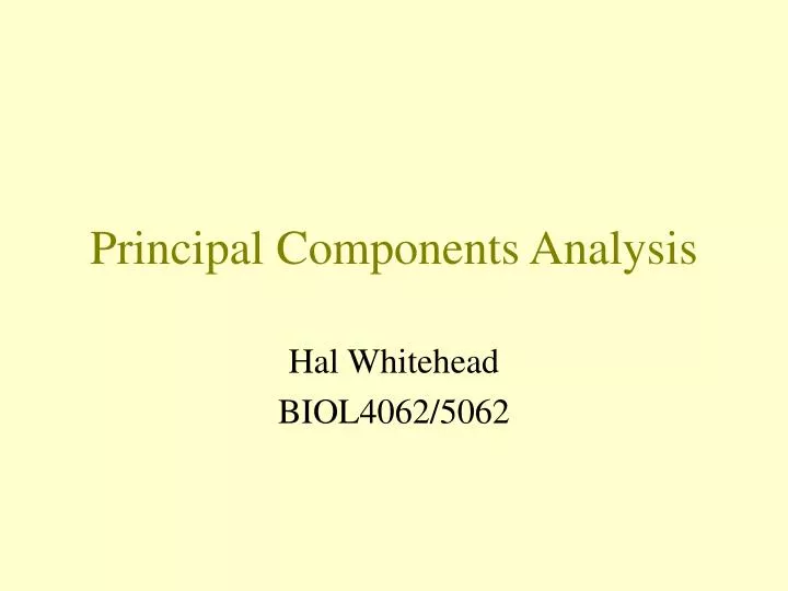 principal components analysis