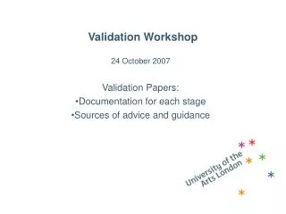 Validation Workshop