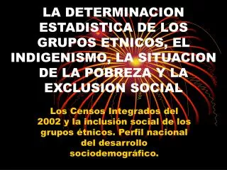 LA DETERMINACION ESTADISTICA DE LOS GRUPOS ETNICOS, EL INDIGENISMO, LA SITUACION DE LA POBREZA Y LA EXCLUSION SOCIAL
