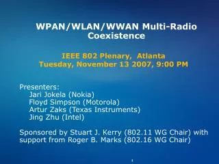 WPAN/WLAN/WWAN Multi-Radio Coexistence