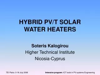HYBRID PV/T SOLAR WATER HEATERS