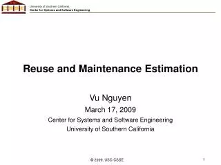 Reuse and Maintenance Estimation