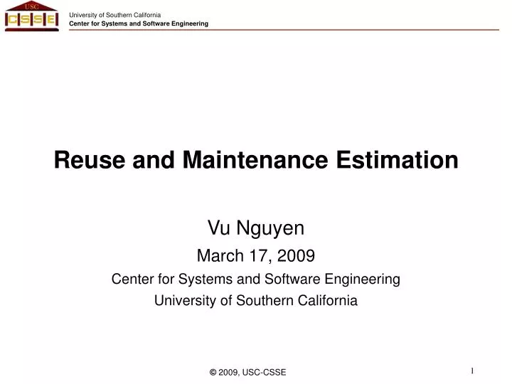 reuse and maintenance estimation