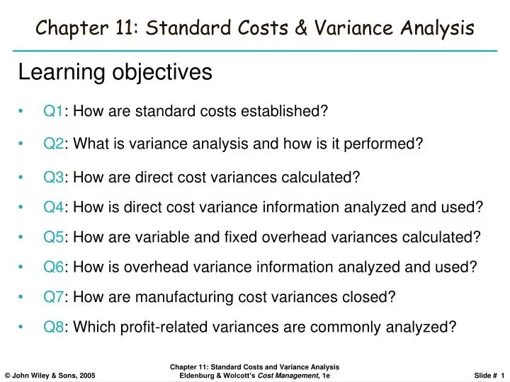 chapter 11 standard costs variance analysis