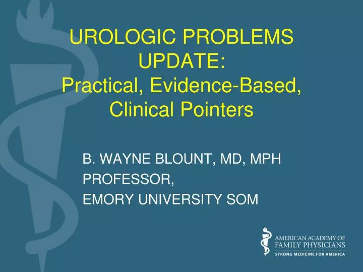 urologic problems update practical evidence based clinical pointers