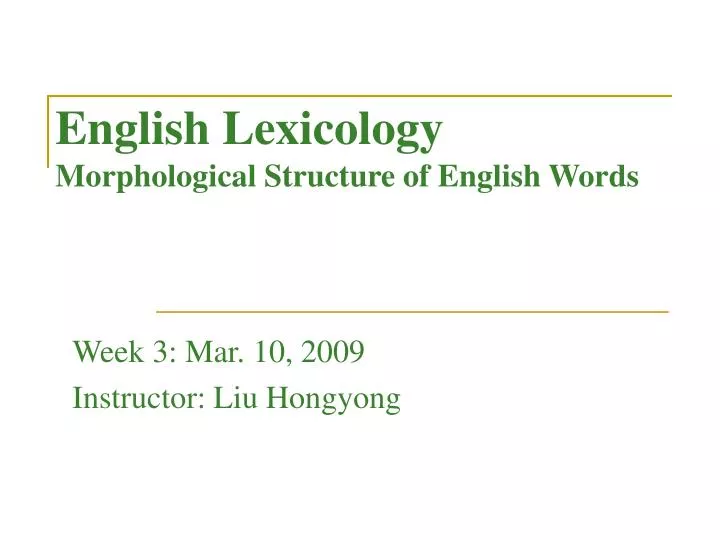 english lexicology morphological structure of english words