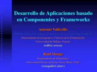 Desarrollo de Aplicaciones basado en Componentes y Frameworks