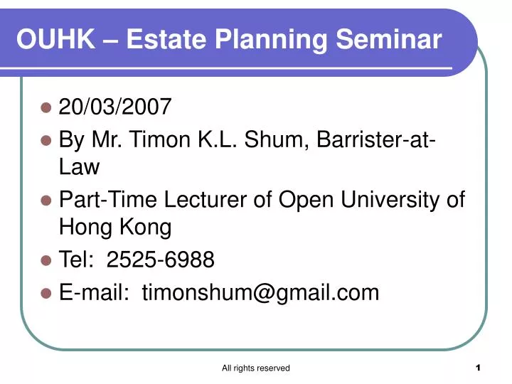 ouhk estate planning seminar