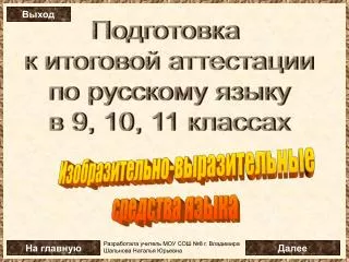 Подготовка к итоговой аттестации по русскому языку в 9, 10, 11 классах