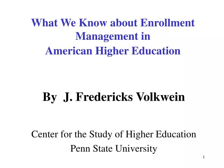 what we know about enrollment management in american higher education