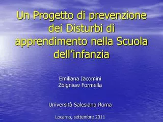 Un Progetto di prevenzione dei Disturbi di apprendimento nella Scuola dell’infanzia