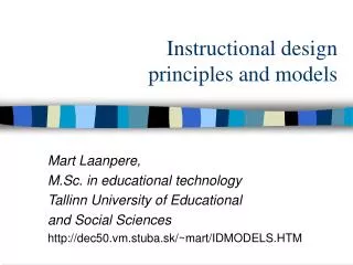 Instructional design principles and models