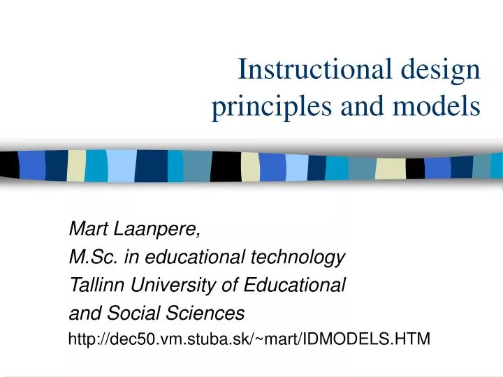 instructional design principles and models