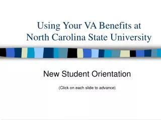 Using Your VA Benefits at North Carolina State University