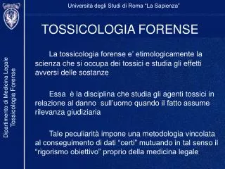 TOSSICOLOGIA FORENSE